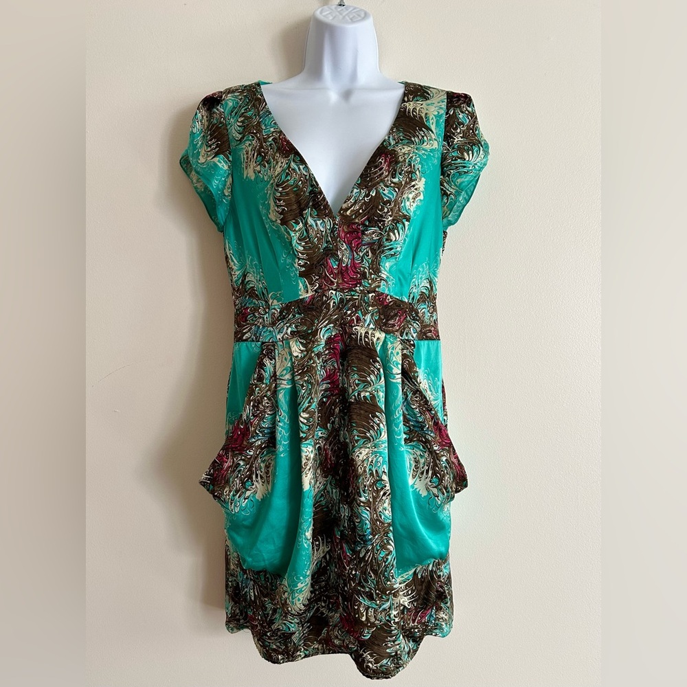 Nanette LeporeTurquoise Print Silk Mini Dress / Size 6